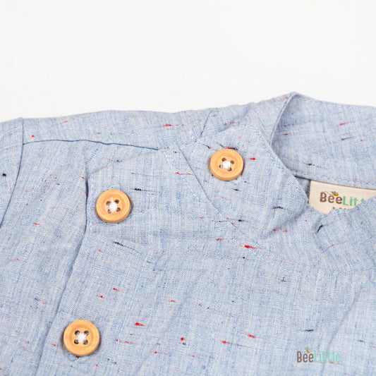 BeeLittle Light Blue Jhabla Set-Cotton-For Infants