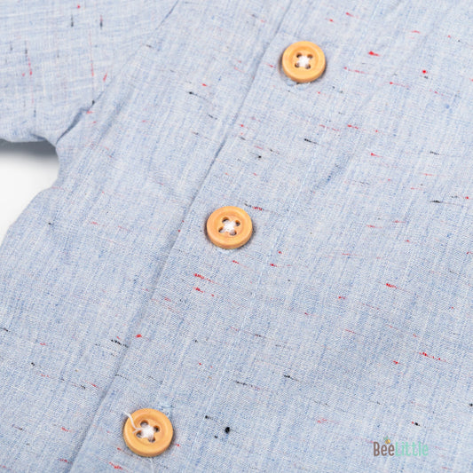 BeeLittle Light Blue Jhabla Set-Cotton-For Infants