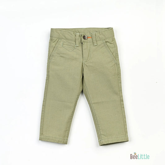 BeeLittle Sage Green Trousers-Olive-Cotton-For Infants