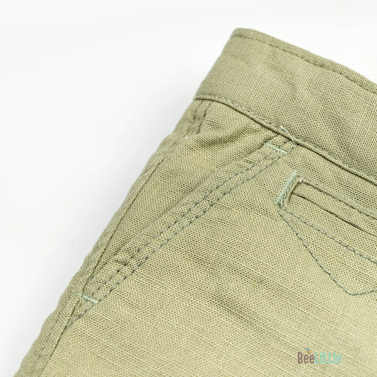 BeeLittle Sage Green Trousers-Olive-Cotton-For Infants