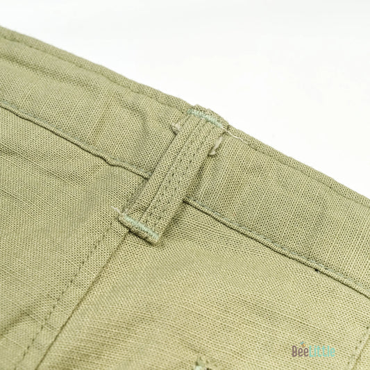 BeeLittle Sage Green Trousers-Olive-Cotton-For Infants