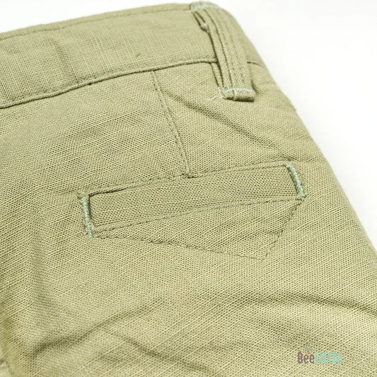 BeeLittle Sage Green Trousers-Olive-Cotton-For Infants