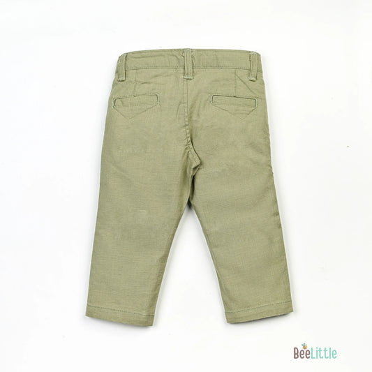 BeeLittle Sage Green Trousers-Olive-Cotton-For Infants