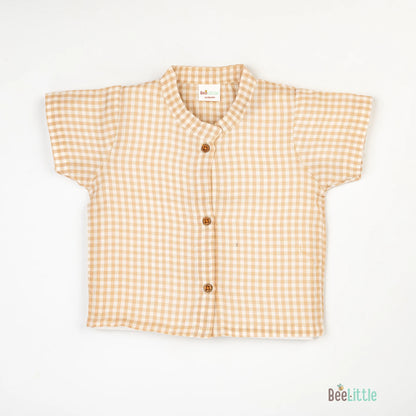 BeeLittle Peach Jhabla Set-Tiny Checks-Cotton-For Infants