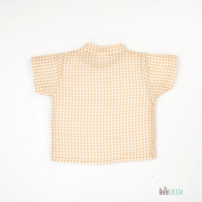 BeeLittle Peach Jhabla Set-Tiny Checks-Cotton-For Infants