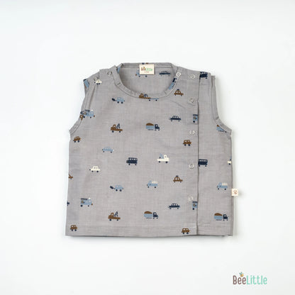 BeeLittle Lilac Jhabla Set-Cars-Organic Cotton-For Infants