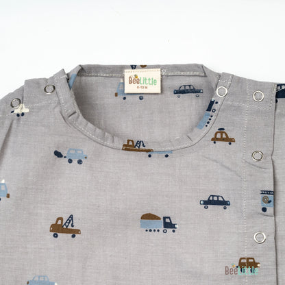 BeeLittle Lilac Jhabla Set-Cars-Organic Cotton-For Infants