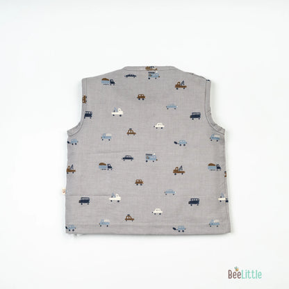 BeeLittle Lilac Jhabla Set-Cars-Organic Cotton-For Infants