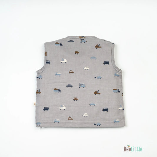 BeeLittle Lilac Jhabla Set-Cars-Organic Cotton-For Infants