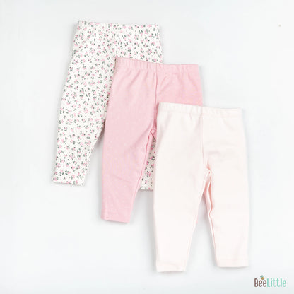 BeeLittle Pastel Pink Leggings-Cotton-Pack of 3-For Infants