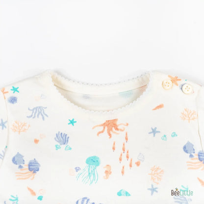 BeeLittle Peach & White Smart Casuals-Under the Sea-Cotton-For Infants