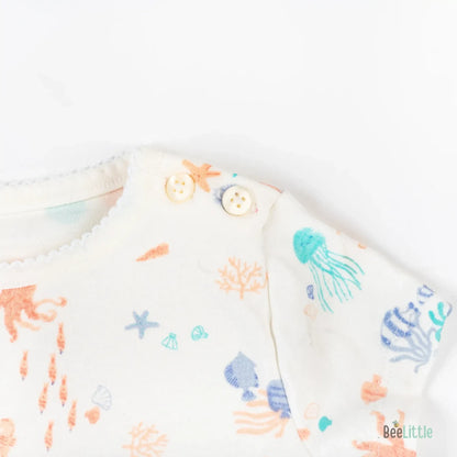 BeeLittle Peach & White Smart Casuals-Under the Sea-Cotton-For Infants