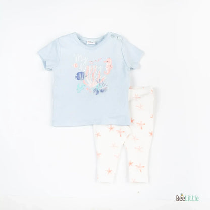 BeeLittle Blue & White Smart Casuals-My Happy Place-Cotton-For Infants