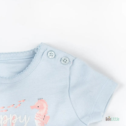 BeeLittle Blue & White Smart Casuals-My Happy Place-Cotton-For Infants