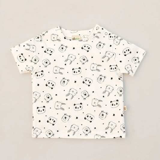 BeeLittle White T-shirt-Panda-Organic Cotton-Pack of 2-For Infants