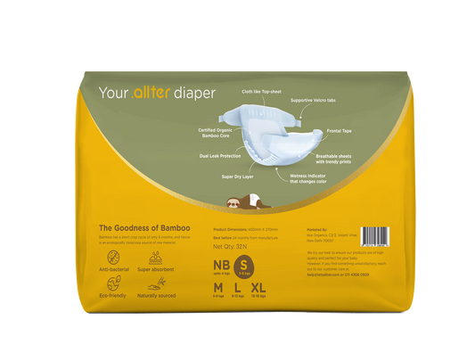 Allter Baby Explorer Taped Diapers-Small (3-6Kg)-With Wetness Indicator