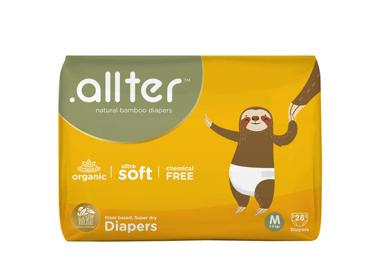 Allter Baby Feet Taped Diapers-Medium (5-8Kg)-With Wetness Indicator