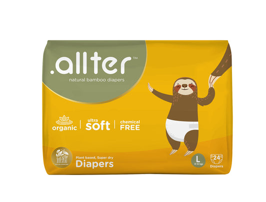 Allter Baby Feet Taped Diapers-Large (8-12Kg)-With Wetness Indicator