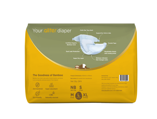 Allter Baby Feet Taped Diapers-Large (8-12Kg)-With Wetness Indicator