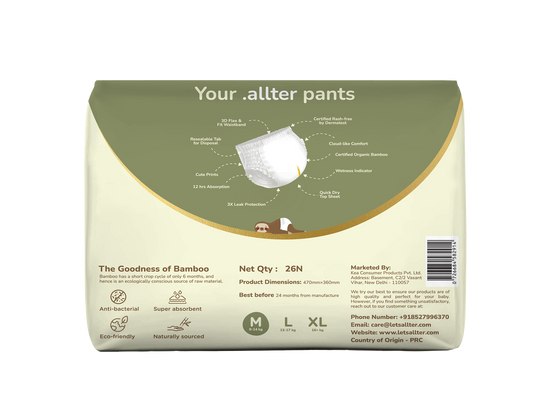 Allter Baby Explorer Diaper Pants-Medium (9-14Kg)-With Wetness Indicator