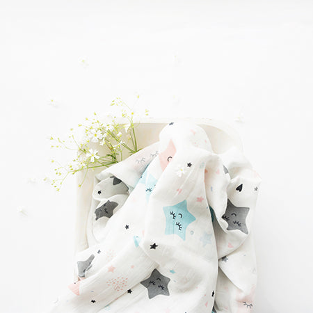 Yellow Doodle Twinkle Stars Swaddle-100% Organic Muslin Cotton-Infant Wraps