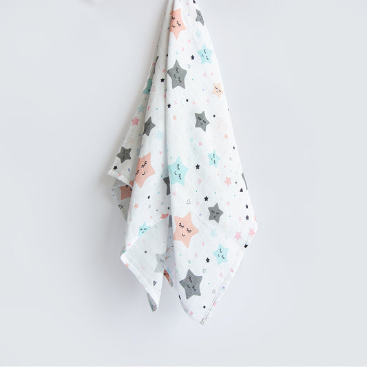 Yellow Doodle Twinkle Stars Swaddle-100% Organic Muslin Cotton-Infant Wraps