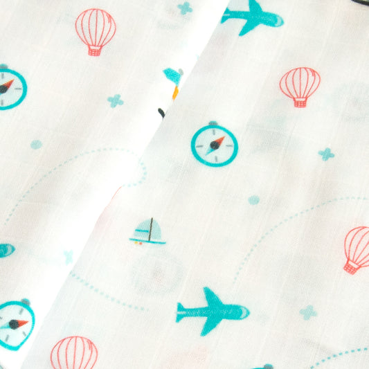 Yellow Doodle Lil Travellers Swaddle-100% Organic Muslin Cotton-Infant Wraps