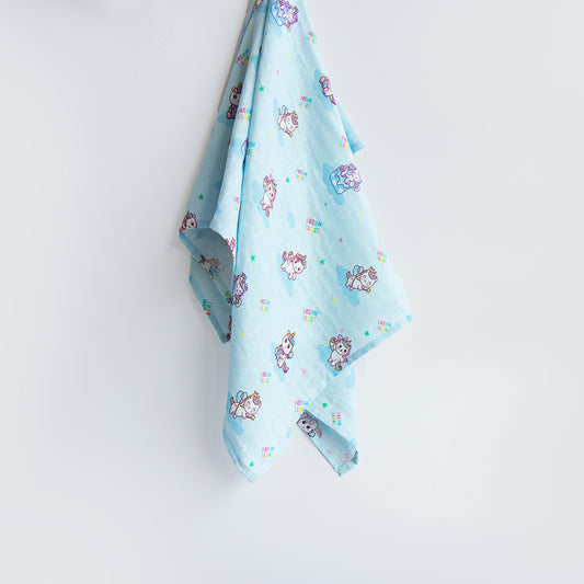 Yellow Doodle Unicorn Dreams Swaddle-100% Organic Muslin Cotton-Infant Wraps