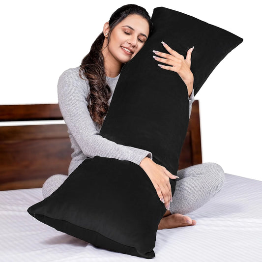 MY ARMOR Straight Pregnancy Pillow-Full Body-Black-Microfibre-Premium Velvet Outer Cover-For Maternity