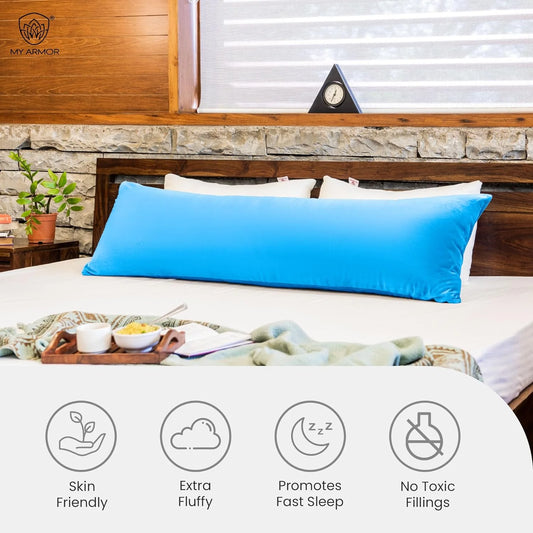 MY ARMOR Straight Pregnancy Pillow-Full Body-Black & Blue-Microfibre-Premium Velvet Outer Cover-For Maternity