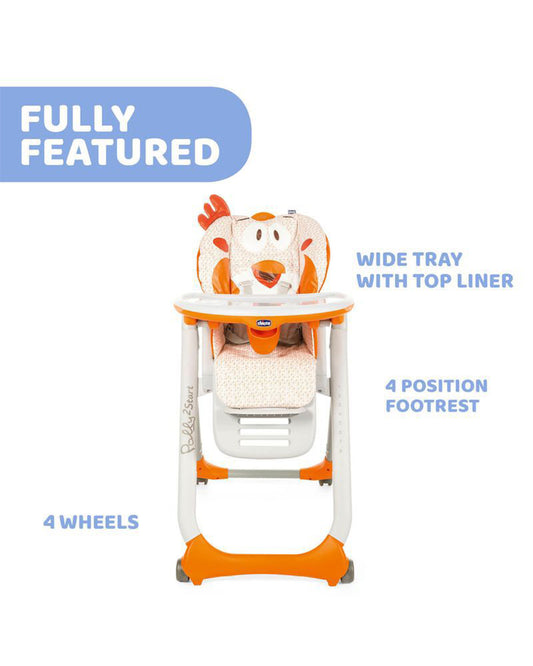 Chicco Polly 2 Start Baby High Chair-4 Recline Positions-8 Height Adjustments-0M+ (Upto 15 Kg)-Fancy Chicken