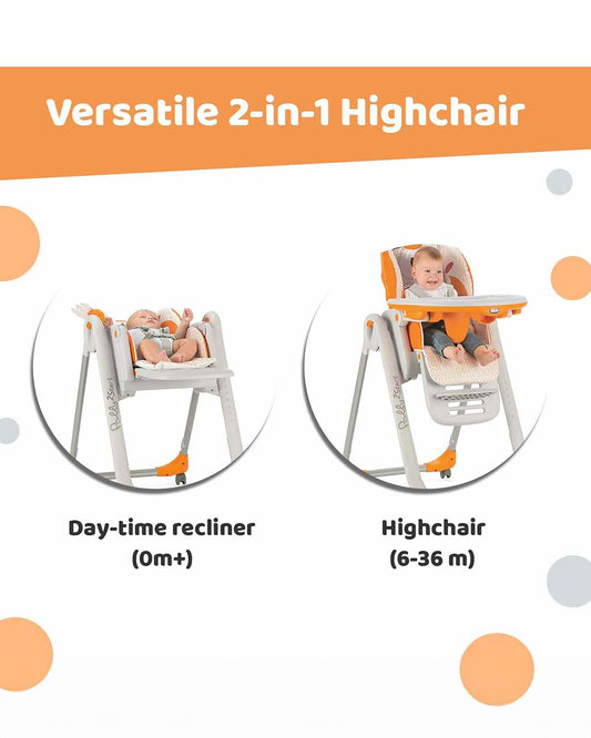 Chicco Polly 2 Start Baby High Chair-4 Recline Positions-8 Height Adjustments-0M+ (Upto 15 Kg)-Fancy Chicken