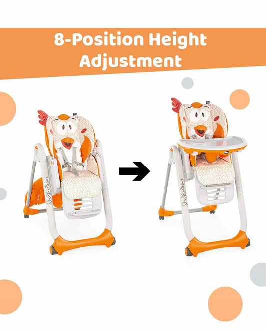 Chicco Polly 2 Start Baby High Chair-4 Recline Positions-8 Height Adjustments-0M+ (Upto 15 Kg)-Fancy Chicken