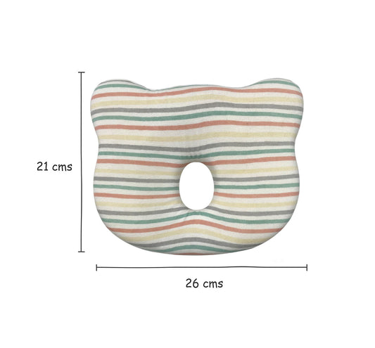 Abracadabra Baby Memory Foam Pillow-Prevents Flat Head Syndrome-Eases Neck Tension of Baby-Multi Stripe-For Infants