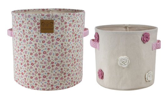 Abracadabra Storage Basket-For Clothes & Toys-With Handles-Pack of 2-Vintage Floral