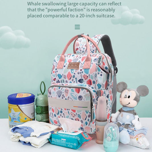 Abracadabra Multi-functional Diaper Bag-Backpack-With Stroller Hooks-Seashells