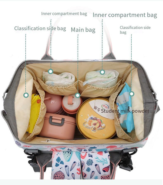 Abracadabra Multi-functional Diaper Bag-Backpack-With Stroller Hooks-Seashells