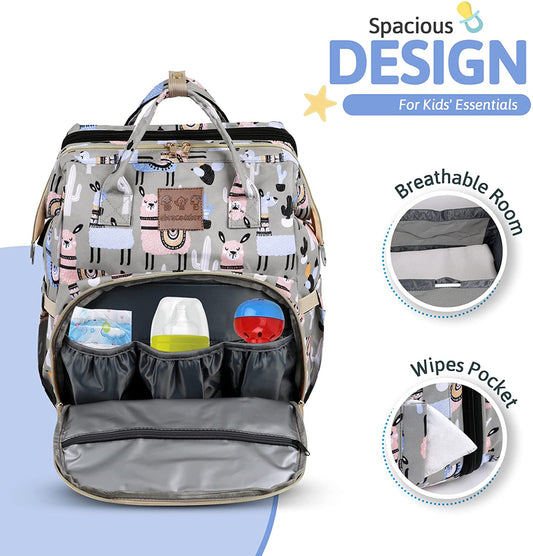 Abracadabra Multi-functional Diaper Bag-Backpack-With Stroller Hooks-Llama