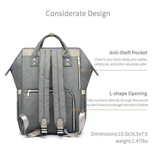 Abracadabra Diaper Bag-Backpack-With Anti Theft Compartment-Grey