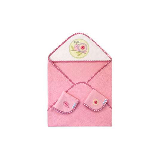 Abracadabra Hooded Baby Bath Towel Set-100% Terry Cotton-With 2 Face Washers-Blossom