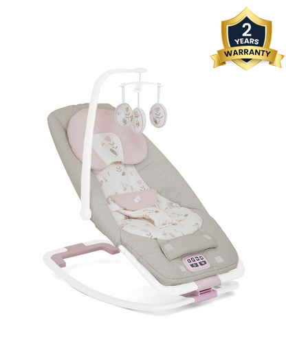 Joie Dreamer Rocker & Bouncer-3 Position Reclining Seat-2 Position Adjustable Leg Rest-With Removable & Rotating Toy Bar-Battery Operated-2 Years Warranty-Upto 9 Kg-Flowers Forever