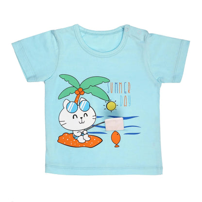 Kicks & Crawl Light Blue T-shirt-Summer Seas-Cotton-For Infants