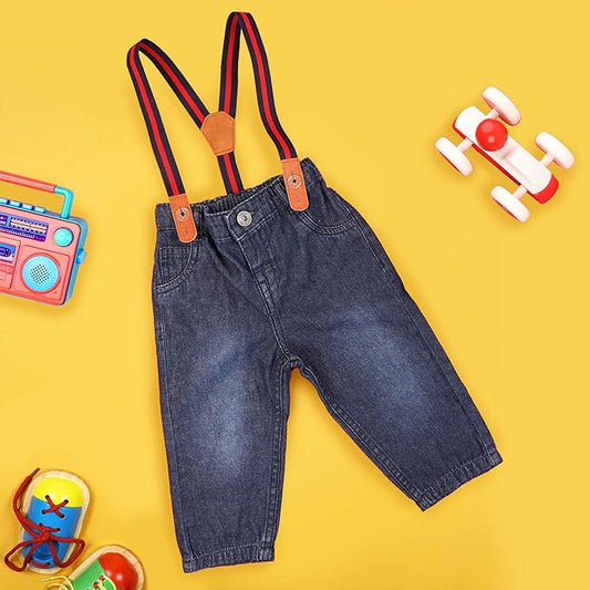 Kicks & Crawl Blue Jeans-Denim Suspender-Cotton Denim-For Infants