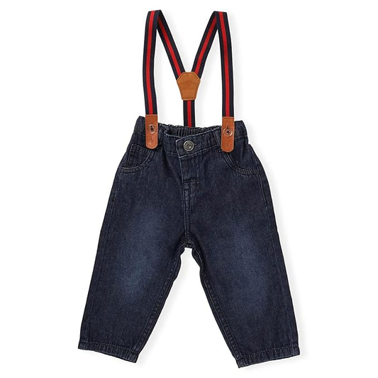 Kicks & Crawl Blue Jeans-Denim Suspender-Cotton Denim-For Infants