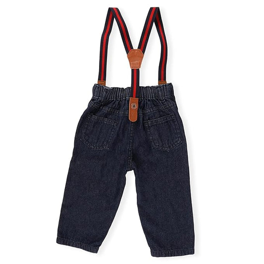 Kicks & Crawl Blue Jeans-Denim Suspender-Cotton Denim-For Infants