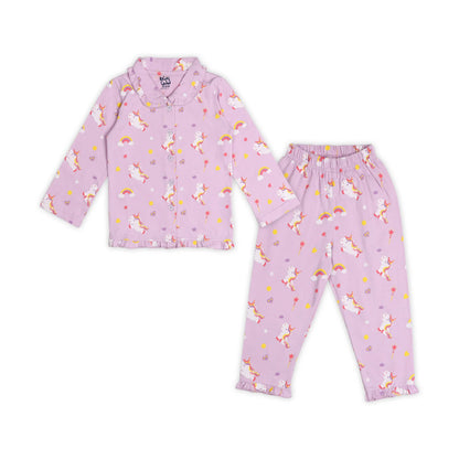Kicks & Crawl Lilac Nightsuit-Unicorn Love-Cotton-For Infants