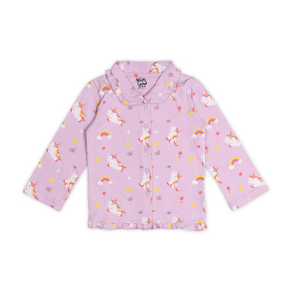 Kicks & Crawl Lilac Nightsuit-Unicorn Love-Cotton-For Infants