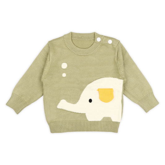 Kicks & Crawl Brown Winter Wear Sweater-Elephant-Cotton Blend-For Infants