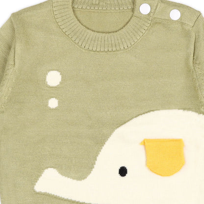 Kicks & Crawl Brown Winter Wear Sweater-Elephant-Cotton Blend-For Infants