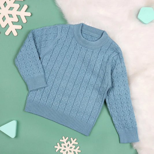 Kicks & Crawl Blue Winter Wear Sweater-Knitted-Cotton Blend-For Infants